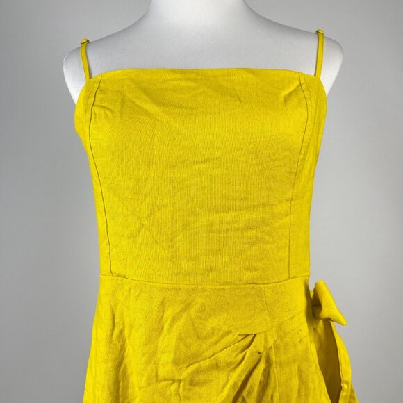 NWOT Farm Rio Yellow Linen Blend Bow-Knot Sleeveless Mini Dress Size M - Picture 3 of 12